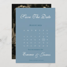 Dusty Blue Calendar Save the Date mit Foto