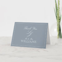 Dusty Blue Calligraphy Monogram Foto Vielen Dank