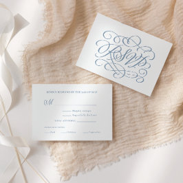 Dusty Blue Calligraphy Wedding Meals RSVP Card