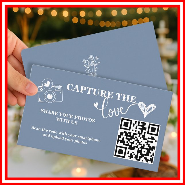 Dusty Blue Capture the Liebe QR Code Wedding Begleitkarte (Von Creator hochgeladen)