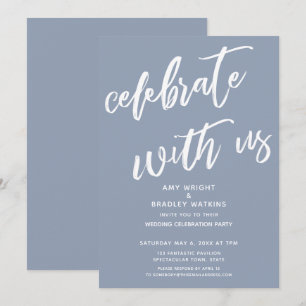 Dusty Blue Celebrate mit Uns Hochzeitsempfang Einladung