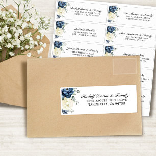 Dusty Blue Champagne Ivory Wedding Guest Address Aufkleber