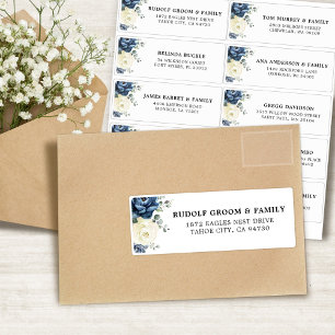 Dusty Blue Champagne Ivory Wedding Guest Address Aufkleber