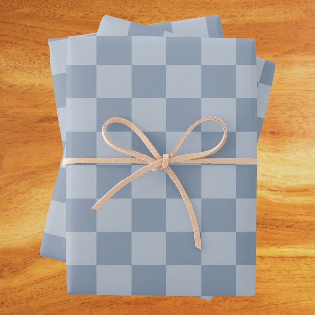 Dusty Blue Checkerboard Geschenkpapier Set (Von Creator hochgeladen)
