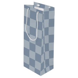 Dusty Blue Checkerboard Geschenktüte Für Weinflaschen