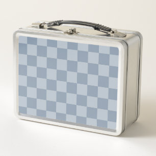Dusty Blue Checkerboard Metall Brotdose