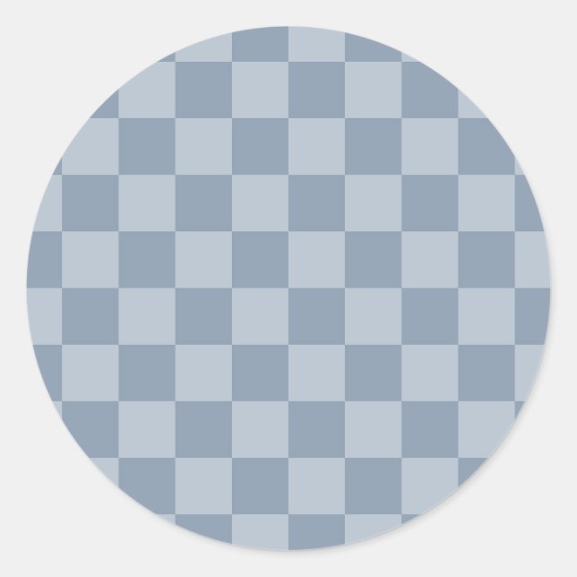 Dusty Blue Checkerboard Runder Aufkleber (Vorderseite)