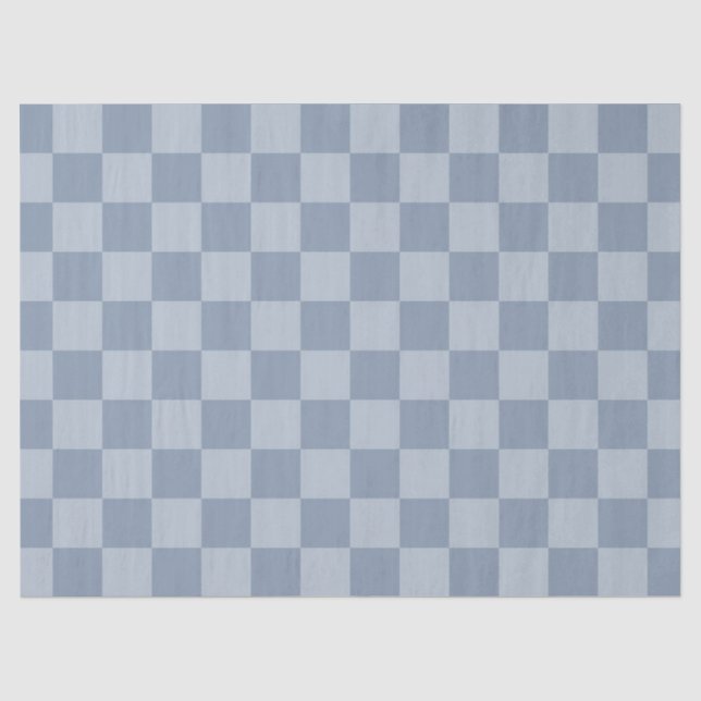 Dusty Blue Checkerboard Seidenpapier (Vorderseite)