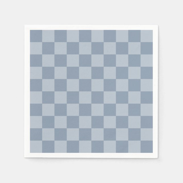 Dusty Blue Checkerboard Serviette (Vorderseite)