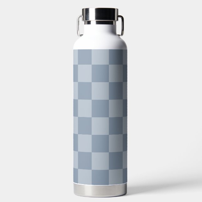 Dusty Blue Checkerboard Trinkflasche (Vorderseite)