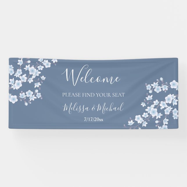 Dusty Blue Cherry Blossom | Seekarten Banner (Horizontal)