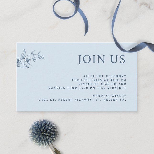Dusty Blue, Chic Modern Join Us Empfang Wedding Begleitkarte (Von Creator hochgeladen)