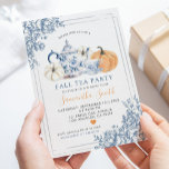 Dusty Blue Chinoiserie Autumn Pumpkin Teezeremonie Einladung<br><div class="desc">Dusty Blue Chinoiserie Herbst Pumpkin Tea Bridal Dusche Einladung</div>