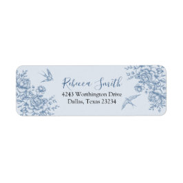 Dusty Blue Chinoiserie Babydusche-Adressetikett