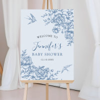 Dusty Blue Chinoiserie Babydusche Begrüßungszeiche
