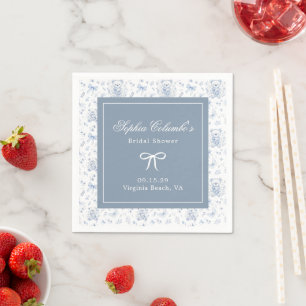 Dusty Blue Chinoiserie Babydusche Papier Napkin Serviette