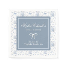 Dusty Blue Chinoiserie Babydusche Papier Napkin