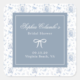 Dusty Blue Chinoiserie Babydusche Quadratischer Aufkleber