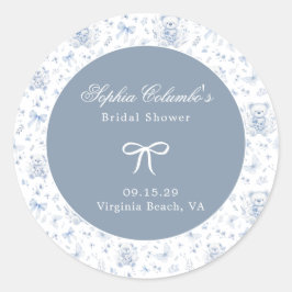 Dusty Blue Chinoiserie Babydusche Runder Aufkleber
