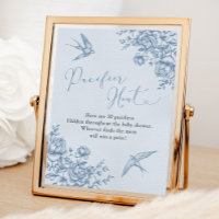 Dusty Blue Chinoiserie Babydusche Schnuller Jagd