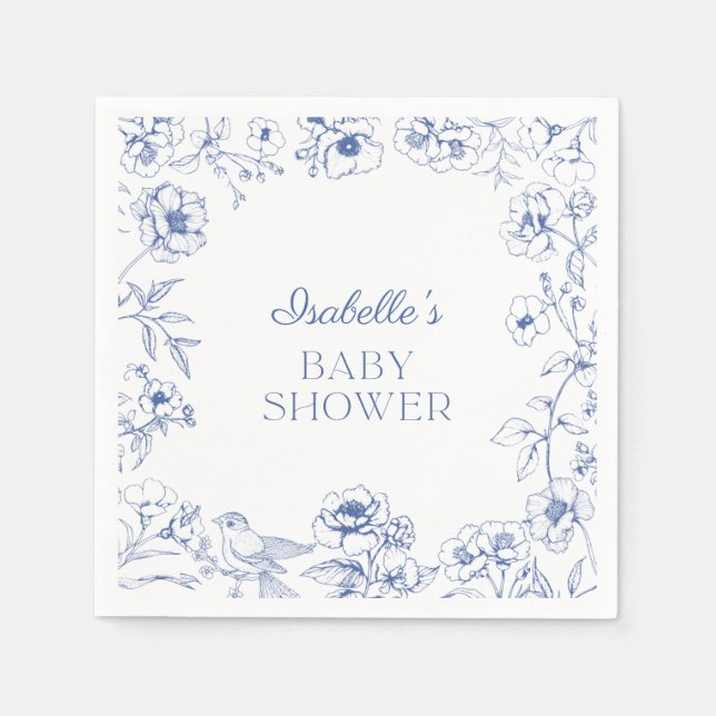 Dusty Blue Chinoiserie Boy Baby Dusche Serviette (Vorderseite)