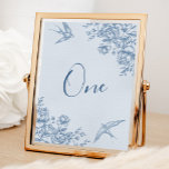 Dusty Blue Chinoiserie Brautparty Tischnummer<br><div class="desc">Dusty Blue Chinoiserie Brautparty Tischnummer</div>