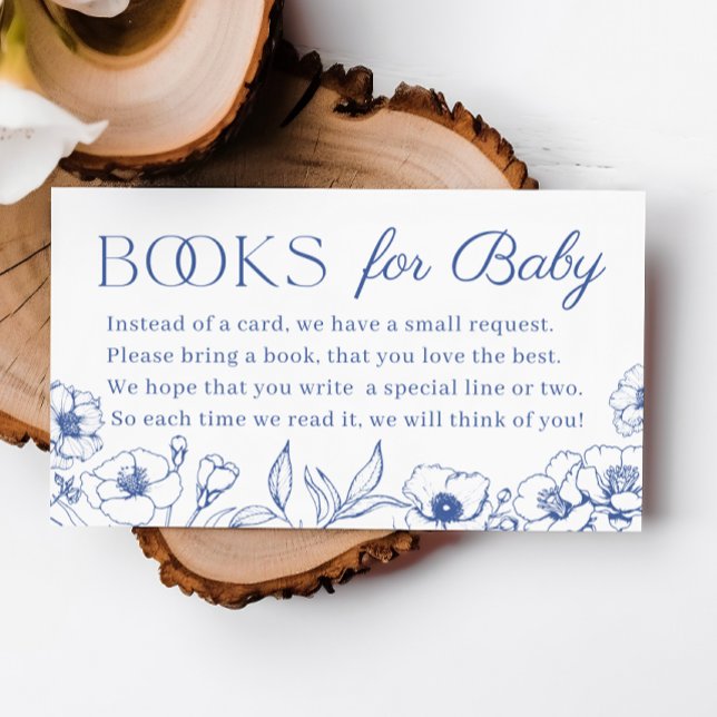 Dusty Blue Chinoiserie Bücher für Baby Begleitkarte (Dusty Blue Chinoiserie Books for Baby Enclosure Card)