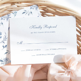 Dusty Blue Chinoiserie | Einfache Hochzeit RSVP Karte