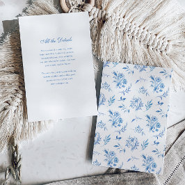 Dusty Blue Chinoiserie Pattern | Angaben zur Hochz Begleitkarte