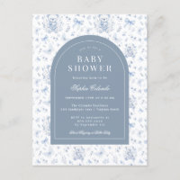 Dusty Blue Chinoiserie Teddy Bear und Bows Baby