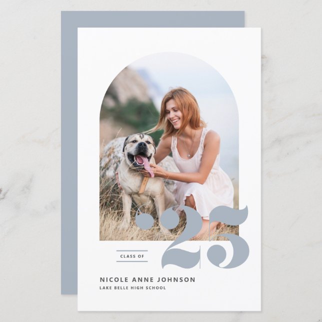 Dusty Blue Class of 2025 Arch Foto Abschluss (Vorne/Hinten)