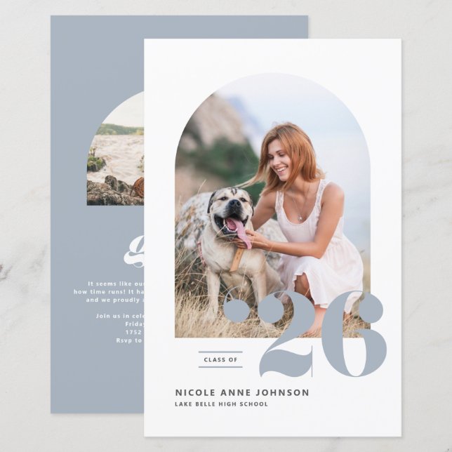 Dusty Blue Class of 2025 Arch Foto Abschluss (Vorne/Hinten)
