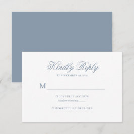 Dusty Blue Classic Calligraphy Script Wedding Rsvp Karte