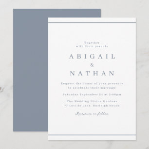 Dusty Blue Classic Elegante Einladung