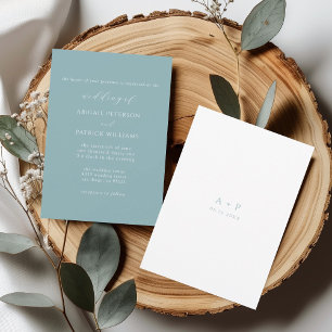 Dusty Blue Classic Minimal Wedding Einladung