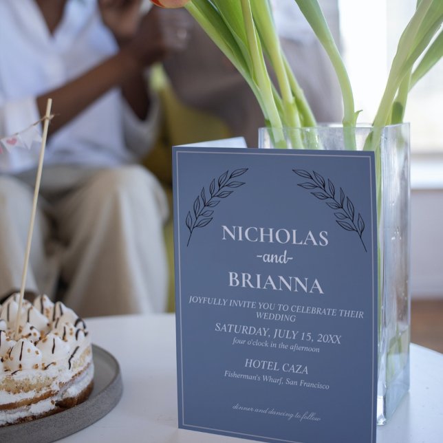 Dusty Blue Classic Minimalistisch Modern Boho Wedd Einladung (Von Creator hochgeladen)