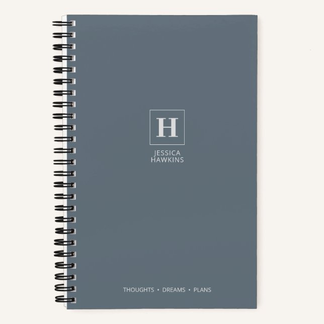 Dusty Blue Classic Monogram Notizbuch (Vorderseite)