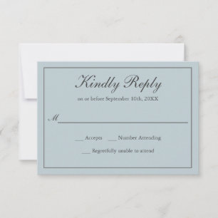 Dusty Blue Classic Simple Elegante Wedding UAWG RSVP Karte