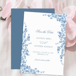 Dusty Blue Classic Vintag Blumengarten Hochzeit Save The Date