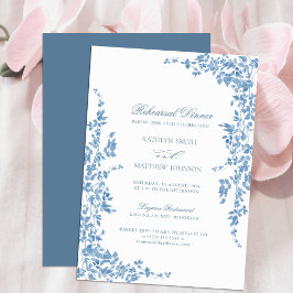 Dusty Blue Classic Vintag Floral Probe Abendessen Einladung