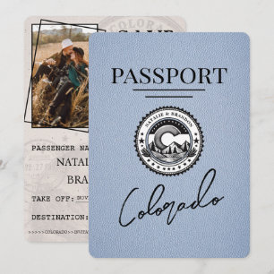 Dusty Blue Colorado Passport Save the Date