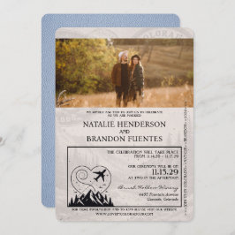 Dusty Blue Colorado Passport Wedding Einladung