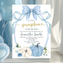 Dusty Blue Coquette Autumn Pumpkin Baby Shower