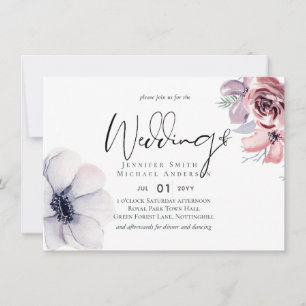 Dusty Blue Coral Modern Wedding Einladung Budget