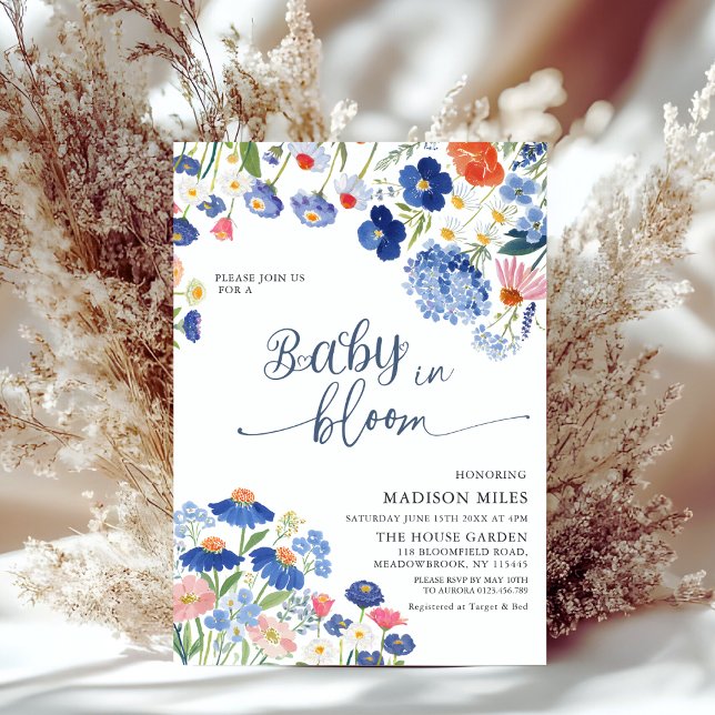 Dusty Blue Cornflower Meadow Baby in Bloom Shower Einladung (Von Creator hochgeladen)