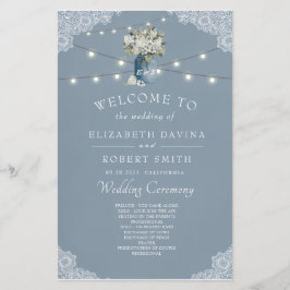 Dusty Blue Country kombinierte White Lace Wedding