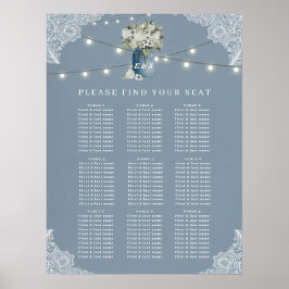 Dusty Blue Country kombinierte White Lace Wedding Poster