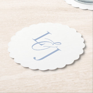 Dusty Blue Couple Initials Monogram Wedding Untersetzer