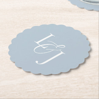 Dusty Blue Couple Initials Monogram Wedding Untersetzer