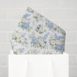 Dusty Blue Cream Florals Wedding Bridal Shower Seidenpapier